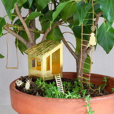  Tiny Treehouse - mini messing boomhutje voor je plant_0